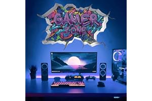 TOARTi Gamer Zone 3D Wall Stickers for Gamer Bedroom Accessories,Gaming Vinyl Wall Decal,Video Game Removable Wall Art Playstation Decor for Teens (violet)