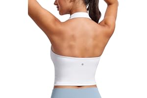 CRZ YOGA Biustonosz sportowy Butterluxe Halter Longline dla kobiet – usztywniany top do ćwiczeń i jogi z wbudowanymi wkładkami
