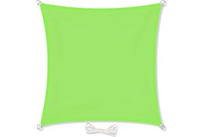QDRECLOD Voile d'ombrage Auvent Résistante aux Imperméable pour Patio & Terrasse Jardin de Protection Solaire 90% Une Protection des Rayons UV avec Corde Libre Carré Sand (2x2m, Vert)