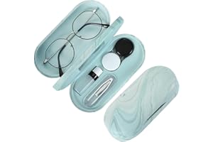 ‎MOKO MoKo Brillenetui, Doppelseitiges Brillenetui mit Spiegel Tragbar Kratzfest Doppeletui für Brillen Sollenbrillen Lesebrillen Kontaktlinsen