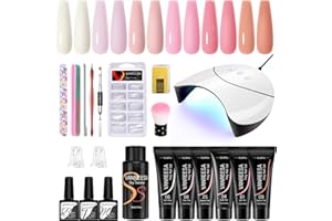 ‎VANREESA Poly Nägel Gel Set mit U V 36W Nagellampe, VANREESA Poly Nagelgel Kit Nail Extension Gel 6 Farben Rosa Weiß Builder Enhancement Gelnagel Starter Kit Geschenk für Frauen