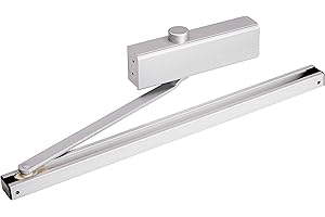 Bricard 6201157 Ferme-Porte hydraulique force 3 (60kg), bras à Glissière, Ce, Coupe-Feu, conforme à la norme en 1154, Argent