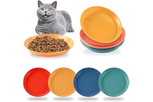 ECLIPSEGUARD 8 Stück Katzennapf Flach, Katzennäpfe Bunt, 15cm Katzen Fressnapf für flach, Futter und Wasser Weizenstroh Flach Breit Katzennapf Teller Kätzchen Nass Katzengerichte für Haustierkatzen und Hunde