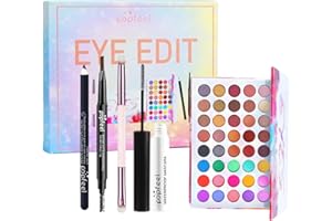 HOAAIGO All in One Makeup Kit, 40 Colors Eyeshadow Palette with Mascara Eyebrow Pencil Eyeliner Cosmetic Brushes, Full Starter Eye Cosmetics Makeup Set, Eyes Make up Gift Set for Girls Ladies Women Beauty