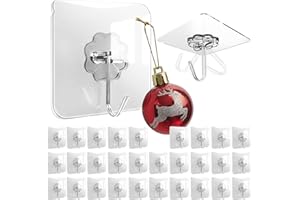 Menz Klebehaken extra stark, 30 Stück Transparent Haken selbstklebend (10 kg), Wasserdicht und wetterfest Wandhaken selbstklebend, Mehrzweck Klebe Haken für Küche, Bad, Deko