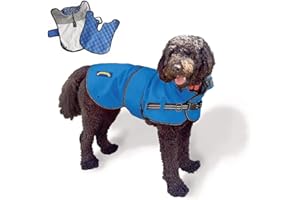 TAIL BLAZERS™ All Seasons Quality Waterproof Dog Coat with Harness Hole. Detachable Quilted Liner, Adjustable, Reflective Dog Raincoat. 2 in 1 Dogs Jacket. Dogs Coats Waterproof. L Blue