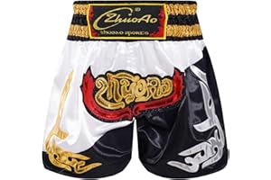 Miaeowve Kinder Junge Muay Thai Short Fighter Thaishorts Thaiboxen Hose Kickboxen Kurz Leggings Kickboxing Sportbekleidung Fitness