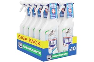 Viakal Anticalcare Detersivo Spray Bagno e Cucina, Igienizzante, 10 x 500 ml, con Tecnologia Anti-goccia, per un Bagno Pulito e Profumato, 100% di Plastica Riciclata