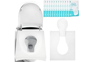 WUFANC 120 Pièces Protege Toilette Jetable, Protege Cuvette WC Jetable, Protection Toilettes Jetables Biodégradables pour Adultes & Enfants, Voyage, Camping, Toilettes Publiques (46x38 cm)