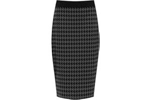 WearAll Plus Size Womens Dogtooth Check Back Slit Pencil Skirt Ladies Stretch Sizes 12-26