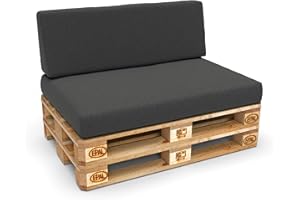 POKAR Palettenkissen Palettenauflagen mit abnehmbarem Bezug Palettenmöbel Palettensofa 2er Set: Sitzkissen 120x80 + Rückenlehne 120x40, Anthrazit