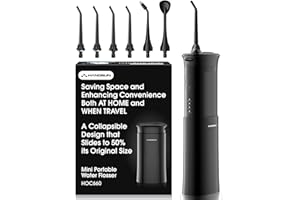 Hangsun Water Flosser Cordless Travel, Portable Water Teeth Cleaner Pick, Dental Flossers for Teeth Mini Electric Oral Irrigator HOC660 with Telescopic Tank & 6 Jet Tips,Home and Travel use