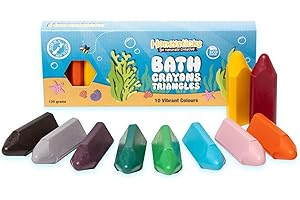 Honeysticks Pastelli triangolari da bagno per bambini e bambini (10 pezzi), cera d'api naturale per il divertimento della vasca da bagno, senza profumo, fantastici giocattoli da bagno, colori vivaci.