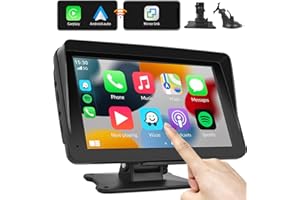CAMECHO Wireless Apple Carplay & Android Auto Portable Car Stereo 7" Touchscreen Car Radio Receiver Portable Car Play Screen with Bluetooth Hands-Free Calling, Siri/FM/AUX/Airplay/Mirror Link