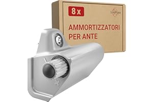 LouMaxx Ammortizzatori per Ante 8 Pezzi Grigio – Rallentatore per Ante Armadio – Soft Close per Ante Cucina e Mobili - Chiusura Ammortizzata