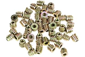 MARHYNCHUS Hilitand Meubles Hex Socket Ecrou M4 * 8mm 50Pcs Type Fileté En Alliage De Zinc Fil Hexagone Tête D'écrou Écrous Pour Insert En Bois