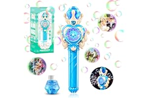 Bombble Magica Bacchetta per Bolle di Sapone, Macchina Automatica Bolle per Bambini 10000+ Bolla al Minuto con Luci/Soluzione, Macchina Sparabolle di Sapone per Festa All'aperto Matrimonio-Blu