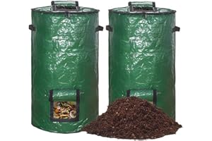 MICMETAGO 2er-Pack Komposter Garten, Stabil Gartenabfallsack Garden mit Deckel für kompost, klein schnellkomposter mit Stabile Tragegriffe und Belüftungsöffnungen, Composter für Balkon 116 Liter
