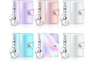 dafuhao 6PCS Mini Photo Album Keyring, 2 Inch Kpop Photo Card Holder Albums Keychains for 120 Photos, Clear Pocket Photocard Holder Keyrings for Picture Cards ID Photo Storage (6 Colors) Multicolor