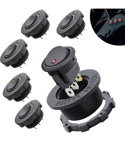 MKBKLLJY Wippschalter Mit Blauer LED - 20A 12V DC Kippschalter | 3-Pin Für Auto, LKW & Boot