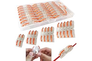 Morsettiere Elettriche, CTRICALVER 26 Pcs SPL-1 Compact Connettore, Morsettiera a Barra di Pressione Bilaterale, connettori elettrici rapidi (rosso)