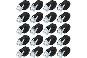 MUKCHAP 20pcs 1m x 25mm Black Tie-Down Lashing Straps, Cam Buckle, Adjustable for Trucks, Motorcycles, Bicycles, Boats