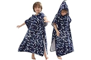 BANGSAUR Kinder Strand Pool Bad Kapuze Poncho Handtuch, 100 Baumwolle Surf Wickeltücher Wickel, Baby Kleinkind Mädchen Jungen 3-12 Jahre