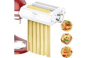 TPGSING Accessoire machine à pâtes pour KitchenAid Stand Mixer, Rouleau et coupe-pâtes 3 en 1 pour KitchenAid, épaisseur de pâtisserie réglable, accessoires pour coupe-spaghetti Fettuccine