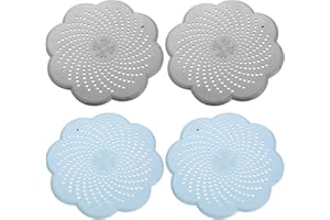 AUKTRANSCELER 4 silikonowe sitko odpływowe, 2 niebieskie i 2 szare, filtry do włosów do kuchni, prysznica, wanny i umywalki, sitko do odpływu wielokrotnego użytku do prysznica/wanny (średnica 5-15 cm)