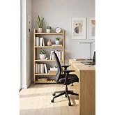 Exent, Dekoratif 4 Raflı Doğal Kayın Ahşap Ofis Kitaplık, &Ccedil;ok Ama&ccedil;lı Dolap-50x32 cm h:90 cm