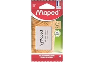 Maped - Gomme Blanche Rembrandt - Gomme Dessin en Caoutchouc naturel Certifié FSC - Pochette papier 100% recyclable