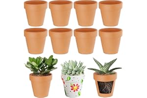 Lucywey 8 Pièces Petits Pots en Terre Cuite 8x8cm, Mini Pots en Terre Cuite pour Plantes succulentes, Mini Pots de Fleurs en Terre Cuite pour la décoration intérieure et extérieure