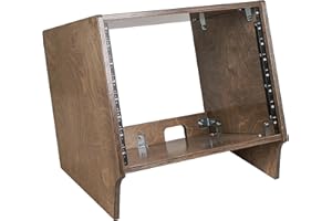 Sound Town DIY 8U Angled Desktop Turret Studio Rack with Solid Baltic Birch Plywood, Weathered Brown, Assembly Required (SDRK-8SLB)