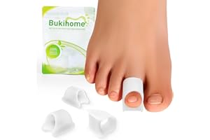 Bukihome Hammertoe Corrector - 6 Pack Toe Splints - Soft Gel Toe Straighteners - Realign Bent, Curled, Crooked, Claw, Hammer Toes - Toe Corrector for Men and Women, 3 Different Sizes (White)