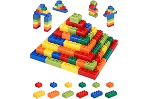 Lixara Große Bausteine, 120 Teile Steine in 6 Farben und 2 Maße, Kompatibel mit Duplo-Steinen EIN ideales Spielzeug für Kinder ab DREI Jahren
