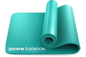 Core Balance Pilates Mat, Extra Thick Foam 10mm, Non Slip, Exercise Fitness Yoga, Compact Lightweight With Carry Strap, 180cm x 60cm x 1cm
