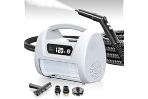 ELEMAKE Handheld Steam Cleaner with 120°C/3.5Bar High Pressure for Car & Household - 20 Seconds Heating Time, Portable for Tiles, Kitchen, Bathroom & Car (White)