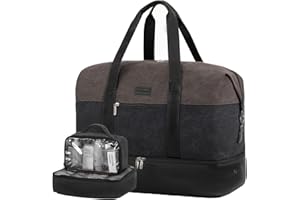 LOVEVOOK Reisetasche Weekender Herren Groß, 56L Handgepäck Tasche Für Flugzeug, Sporttasche Duffle Bag Travel Bag Kliniktasche Geburt Damen mit Schuhfach Für Reisen Gym Canvas Grau Schwarz