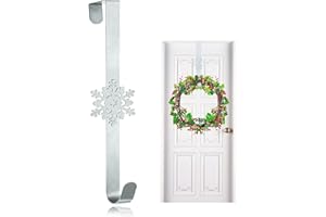 WANCALA Charistmas Wreath Hanger Hook & Wreath Door Hanger for Front Door Decoration,Over Door Wreath Hanger Metal Snowflake Chrismas Ornament Garland Hook for Chrismas Outdoor Wedding Wreath or Decor(Sliver)