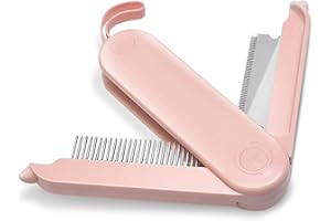 Fur Magic Deshedding and Dematting Comb, 2 Sided Foldable Pet Grooming Brush for Deshedding, Mats and Tangles, Reduce Shedding for Dogs and Cats with Medium and Short Hair, Pink