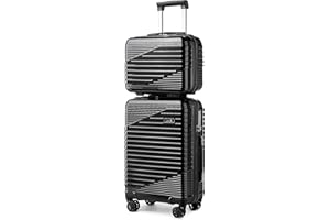 Sea choice Kofferset 2 Teilig Handgepäck 55cm Reisekoffer Kosmetikkoffer Hartschalenkoffer PC Bordgepäck mit 4 Rollen und TSA Schloss 38L