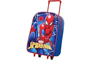Quickdraw Supplies Boys Kids Spiderman Standard Folding Trolley Hand Luggage Bag Backpack for School Travel Holidays Suitcase Carrier