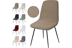 EOZAKAVOD Housse de Chaise Extensible 2 pièces, Housse de Salle à Manger Amovible Lavables Couverture de Chaise en Jacquard Revêtement de Chaise pour Salle à Manger,Hôtel,Décor,Mariage(T-Kaki, 2 Pièces)