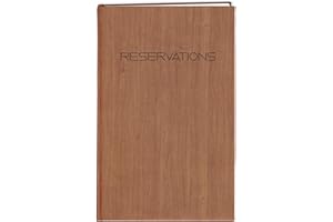 BookFactory Restaurant Reservations Book, 365 Day Table Reservations, Dinner Reservations Book, 408 Pages 8 7/8" x 13 1/2", Soft Touch Wood Finish Cover Case Bound (LOG-408-OCS-AXE94000(Reservations))