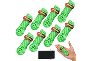 BHGWR 8 Piezas de Cuerdas Reflectantes para Tienda, Pautas de la Tienda Cordón con tensores de Aluminio, Cuerda de Tienda Verde de 13 pies Ideal para Tiendas de campaña para Acampar al Aire Libre