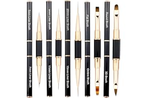 HXMJIED Juego de 5 pinceles profesionales para arte de uñas, doble extremo, polvo acrílico, pinceles de línea fina para esmalte de gel, diseño de bricolaje (negro y dorado)