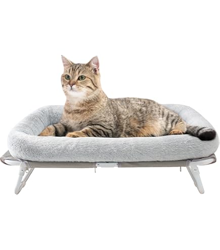 Cama Para Gatos FUKUMARU Lavable 48x48x20 Cm | Cesta Suave De Felpa Acanalada Con Bordes Altos | Color Gris