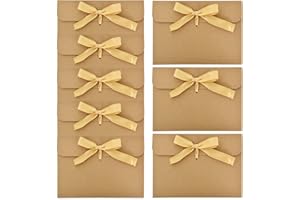 KYSUN 50 Pezzi Buste in Carta Kraft, Busta con Nastro, DIY Buste per Buoni Regalo in Stile Vintage, per Inviti Fatti a Mano, Cartoline, Biglietti di Auguri, Matrimonio, Compleanno (Dorato Nastro)