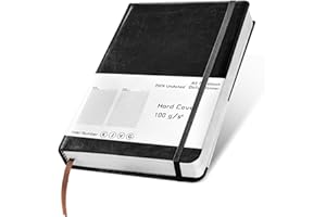 Wonwood_direct Notatnik A5 w twardej oprawie, 360, niedatowane, z wewnętrzną kieszenią, 100 g/m², planer do biura, szkoły (czarny)