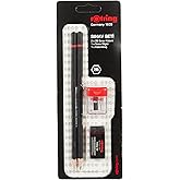 مجموعة اختبار Rotring RO-2090068WK - قلم اختبار، ممحاة، مبراة، أسود